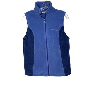Columbia Vest Women's L Blue 2 Tone Sleeveless Fleece Full Zip Pockets